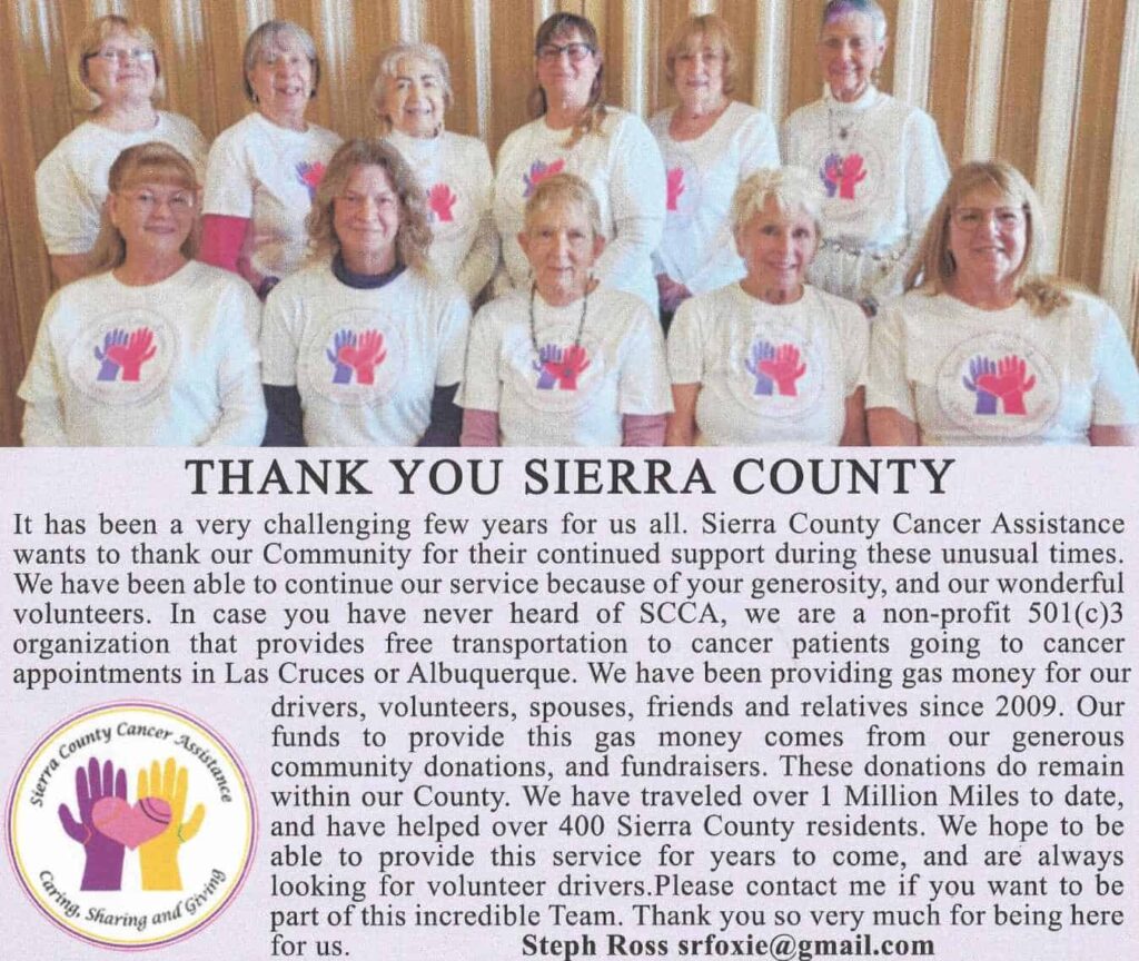 Thanks to Sierra County for their support.